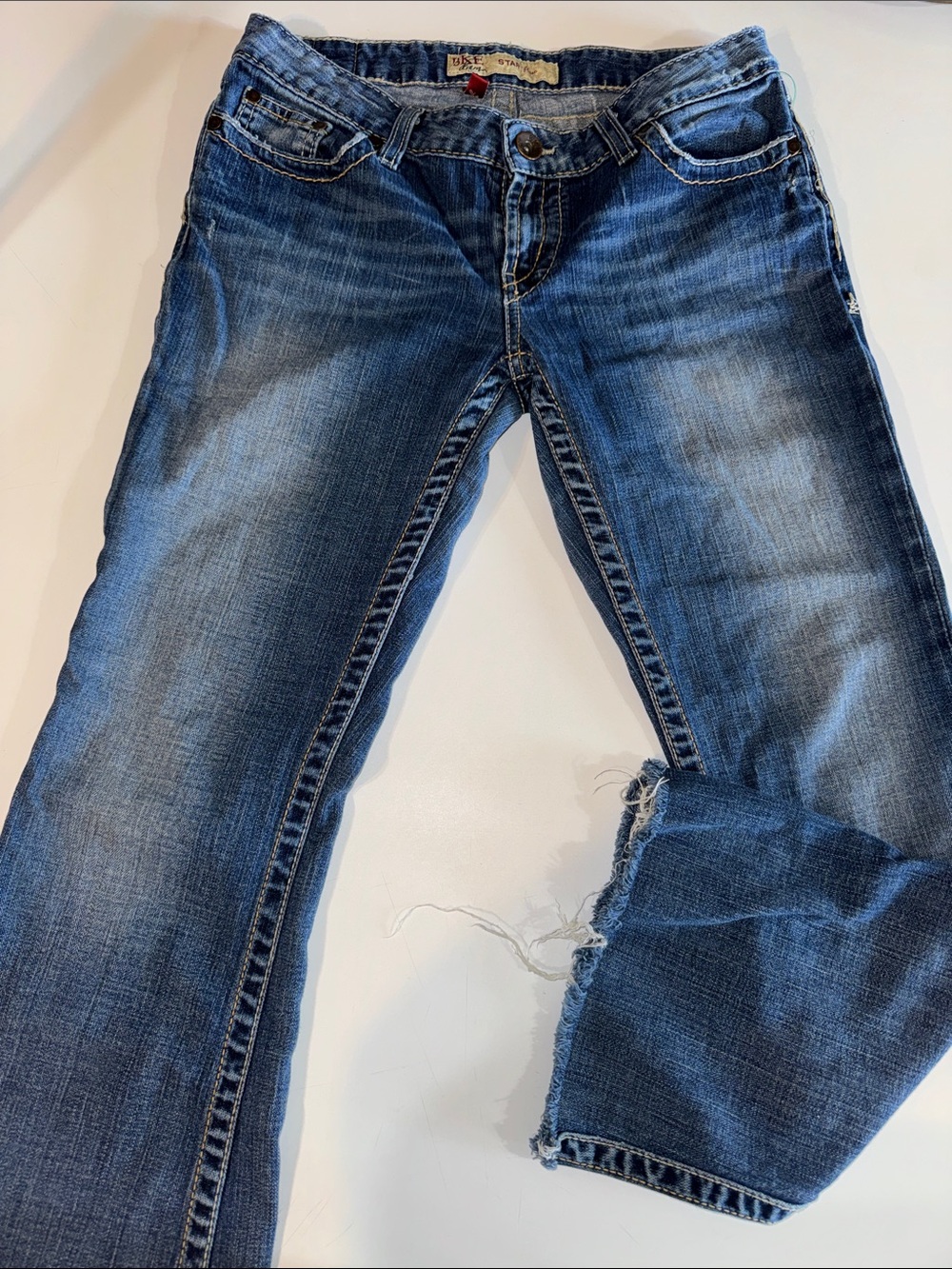 Womens BKE Star Flare Medium Wash Raw Hem size 29 x 33 1/2
